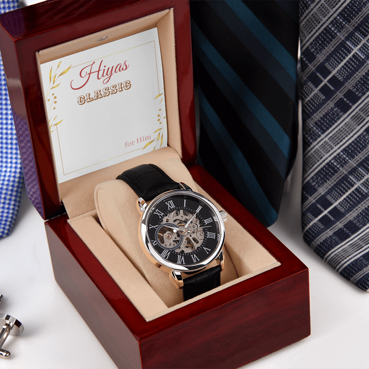 Leather Watch Sporty Elegant displayed in a gift box, featuring a modern design suitable for men and women.
