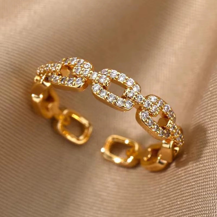 Geometric Zircon Open Ring minimalist style