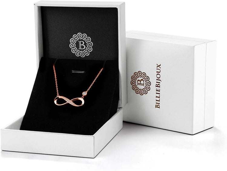 Infinity Necklace 925 Sterling Silver pendant close-up