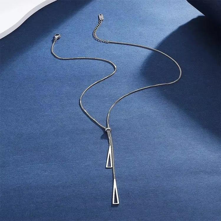 Silver Triangle Pendant Necklace silver finish shine