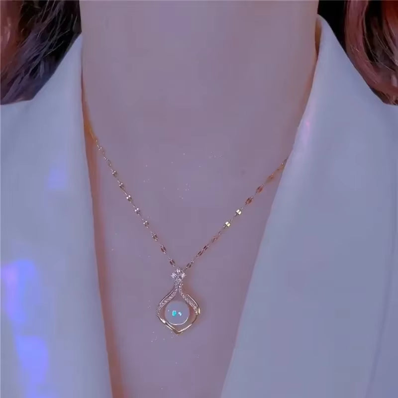 Silver Triangle Pendant Necklace lightweight chain design