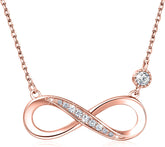 Infinity Necklace 925 Sterling Silver with sparkling stones and a rose gold finish, symbolizing eternal love.