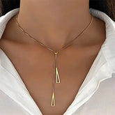 Silver Triangle Pendant Necklace shiny metal texture
