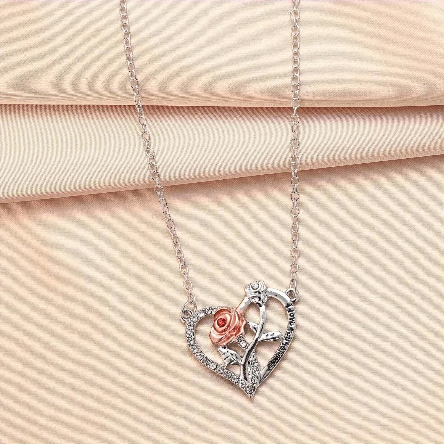 I Love You Forever Rose Gift Box Necklace pendant close-up