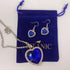Titanic Heart of the Ocean Jewelry Set including necklace and earrings in blue crystal.
