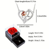 I Love You Forever Rose Gift Box Necklace displayed in a rose-themed gift box with elegant details.