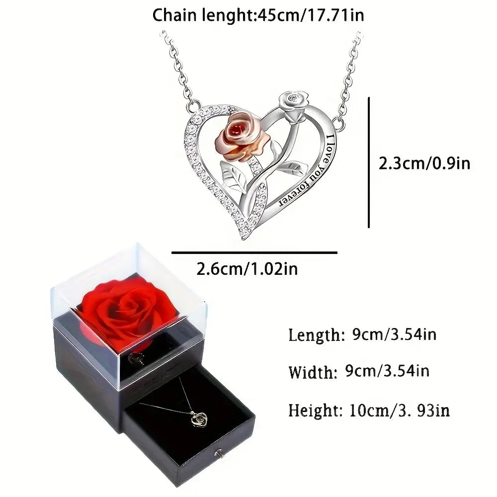 I Love You Forever Rose Gift Box Necklace romantic gift