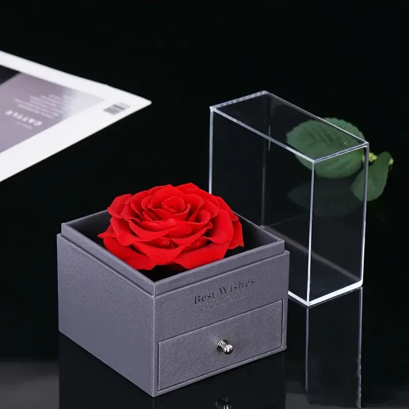 I Love You Forever Rose Gift Box Necklace open box view