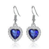 Titanic Heart of the Ocean Jewelry Set featuring stunning heart-shaped blue crystal earrings.