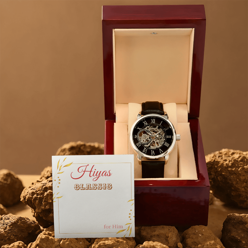 Leather Watch Sporty Elegant design displayed in a luxury box, showcasing its stylish features for men and women.