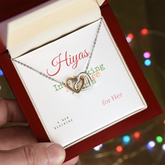 Interlocking Hearts Necklace worn style