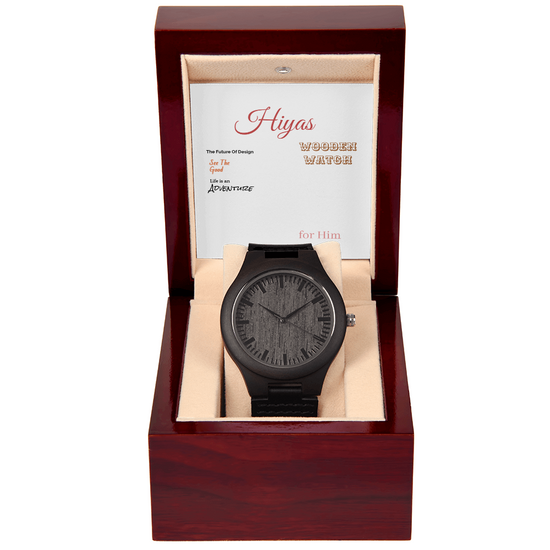 Wooden Watch Classic Timepiece displayed in an elegant gift box, showcasing its unique natural wood design for men.