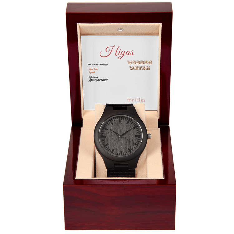 Wooden Watch Classic Timepiece displayed in an elegant gift box, showcasing its unique natural wood design for men.