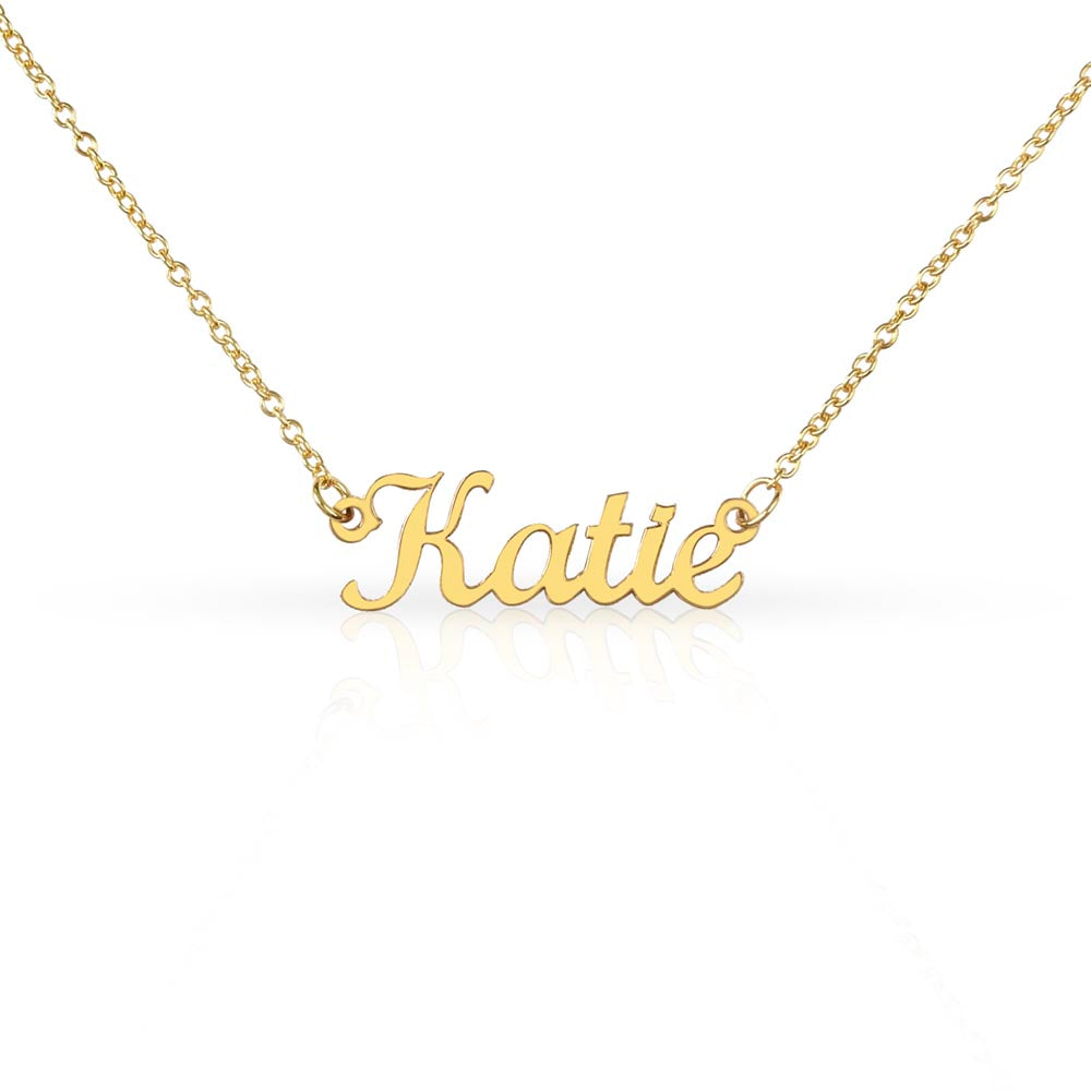 Custom Name Necklace for Women worn on model