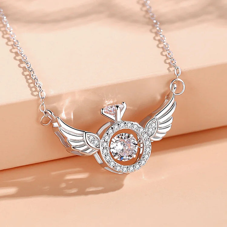 Angel Wings Clavicle Necklace worn on neckline