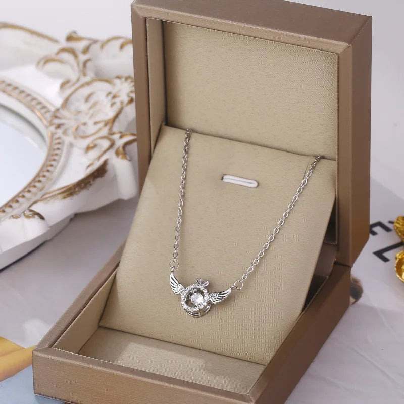 Angel Wings Clavicle Necklace heart wing detail