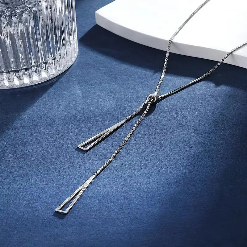 Silver Triangle Pendant Necklace minimalist design