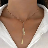 Silver Triangle Pendant Necklace geometric triangle charm